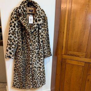 NWT Cider Leopard Print Faux Fur Full-length Coat, XL -Maximalism, Parisian Chic